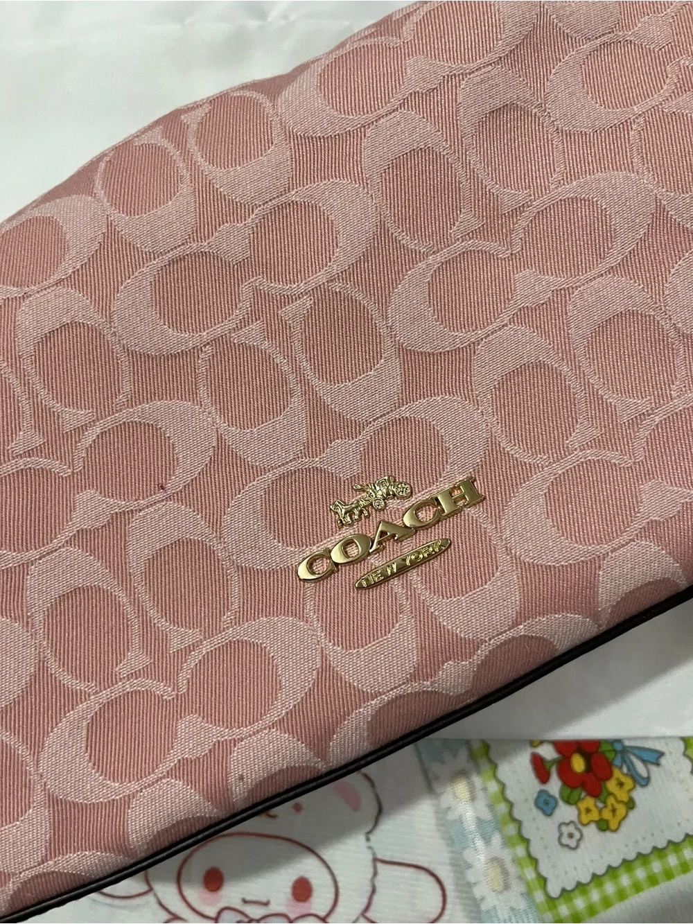 Coach Blush Pink Signature Jacquard Shoulder Bag